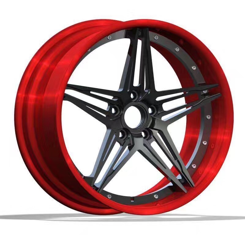 Red and Black Split-Spoke Wheel