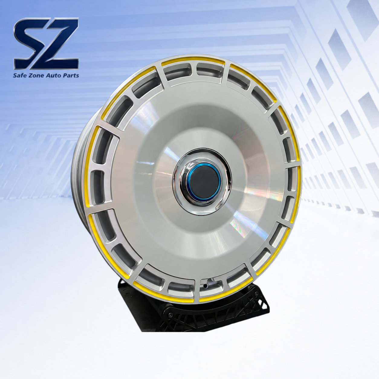 Disc-Style Forged Wheels with Yellow Accents