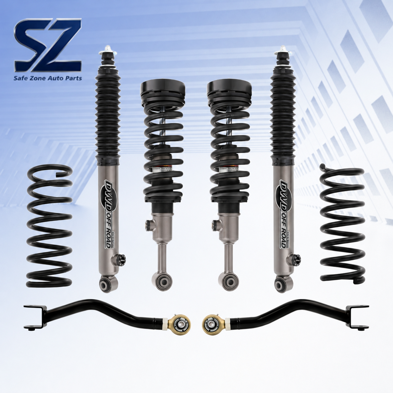 Black-Spring Suspension Components with Curved Links
