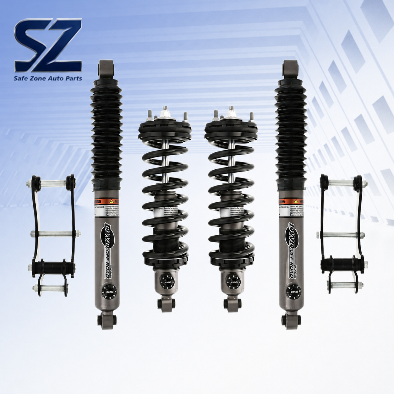 Black-Spring Suspension Components with Paired Link Brackets